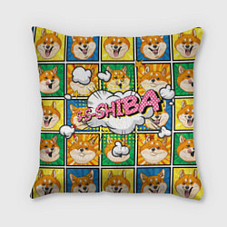 Подушка квадратная Pop art shiba inu, цвет: 3D-принт