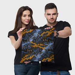 Подушка квадратная Оранжево-Синяя Вулканическая Лава, цвет: 3D-принт — фото 2