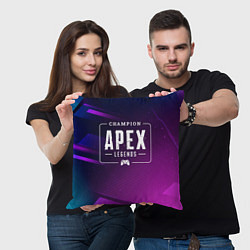 Подушка квадратная Apex Legends Gaming Champion: рамка с лого и джойс, цвет: 3D-принт — фото 2