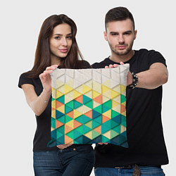 Подушка квадратная Цветные объемные треугольники, цвет: 3D-принт — фото 2