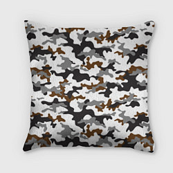 Подушка квадратная Камуфляж Чёрно-Белый Camouflage Black-White