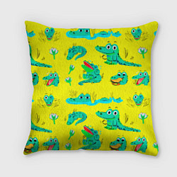 Подушка квадратная GREEN CROCODILES, цвет: 3D-принт