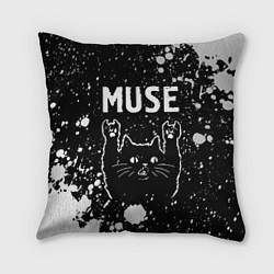 Подушка квадратная Группа Muse и Рок Кот, цвет: 3D-принт