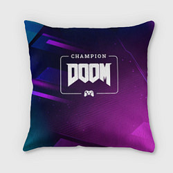 Подушка квадратная Doom Gaming Champion: рамка с лого и джойстиком на, цвет: 3D-принт