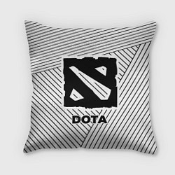 Подушка квадратная Символ Dota на светлом фоне с полосами, цвет: 3D-принт