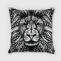 Подушка квадратная Черно белый Африканский Лев Black and White Lion, цвет: 3D-принт