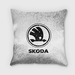 Подушка квадратная Skoda с потертостями на светлом фоне, цвет: 3D-принт