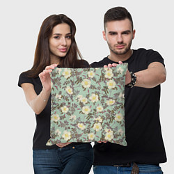 Подушка квадратная Цветы Дикий Шиповник, цвет: 3D-принт — фото 2