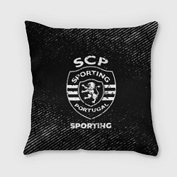 Подушка квадратная Sporting с потертостями на темном фоне, цвет: 3D-принт