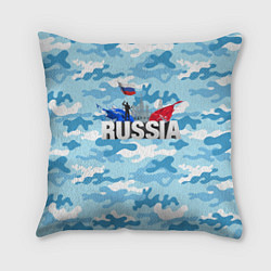 Подушка квадратная Russia: синий камфуляж, цвет: 3D-принт