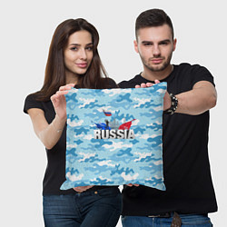 Подушка квадратная Russia: синий камфуляж, цвет: 3D-принт — фото 2