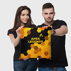 Подушка квадратная Apex Legends - gold gradient: символ сверху, цвет: 3D-принт — фото 2