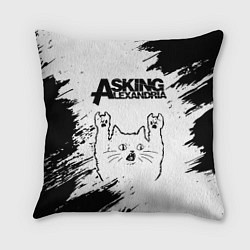 Подушка квадратная Asking Alexandria рок кот на светлом фоне, цвет: 3D-принт