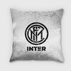 Подушка квадратная Inter с потертостями на светлом фоне, цвет: 3D-принт