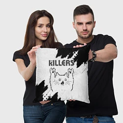 Подушка квадратная The Killers рок кот на светлом фоне, цвет: 3D-принт — фото 2