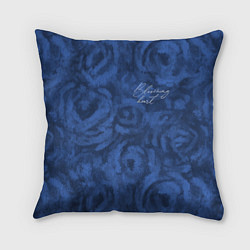 Подушка квадратная Цветущее сердце синие абстрактные розы, цвет: 3D-принт
