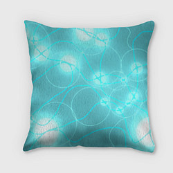 Подушка квадратная Голубая неоновая абстрактная геометрия, цвет: 3D-принт