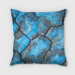 Подушка квадратная Растрескавшаяся поверхность голубого цвета, цвет: 3D-принт