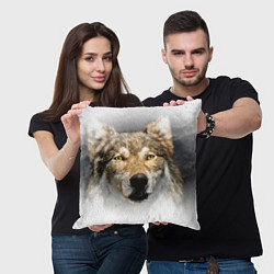 Подушка квадратная Волк: зима, цвет: 3D-принт — фото 2