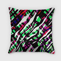 Подушка квадратная Разноцветная Зебра, цвет: 3D-принт