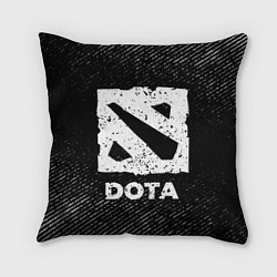 Подушка квадратная Dota с потертостями на темном фоне, цвет: 3D-принт