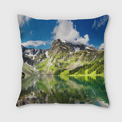 Подушка квадратная Живописное горное озеро, цвет: 3D-принт