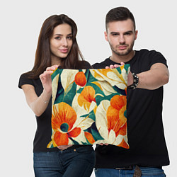Подушка квадратная Винтажный цветочный рисунок, цвет: 3D-принт — фото 2