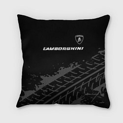 Подушка квадратная Lamborghini speed на темном фоне со следами шин: с, цвет: 3D-принт