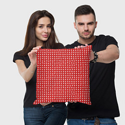 Подушка квадратная Красные сердечки паттерн, цвет: 3D-принт — фото 2