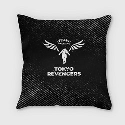 Подушка квадратная Tokyo Revengers с потертостями на темном фоне, цвет: 3D-принт