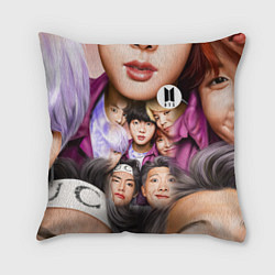 Подушка квадратная BTS Team Photo, цвет: 3D-принт