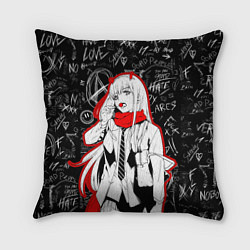 Подушка квадратная Zero two с чупачупсом - любимый во франксе