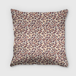 Подушка квадратная Коричневый с бежевым леопардовый узор, цвет: 3D-принт