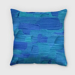 Подушка квадратная Синие мазки краски, цвет: 3D-принт