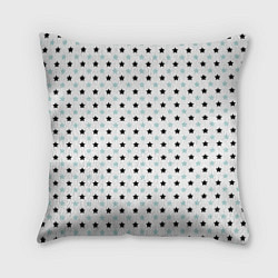 Подушка квадратная Бирюзовые, черные звезды на белом, цвет: 3D-принт