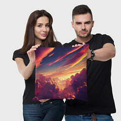 Подушка квадратная Закатное солнце в облаках, цвет: 3D-принт — фото 2
