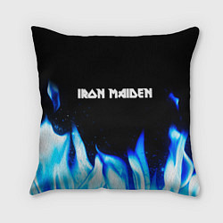 Подушка квадратная Iron Maiden blue fire, цвет: 3D-принт