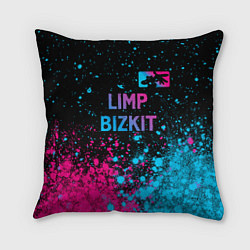 Подушка квадратная Limp Bizkit - neon gradient: символ сверху, цвет: 3D-принт