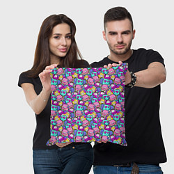 Подушка квадратная Человечки с наушниками, цвет: 3D-принт — фото 2