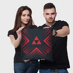 Подушка квадратная Красный символ Zelda на темном фоне со стрелками, цвет: 3D-принт — фото 2