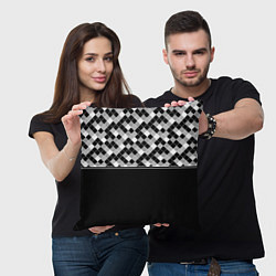 Подушка квадратная Черно-белый геометрический узор, цвет: 3D-принт — фото 2