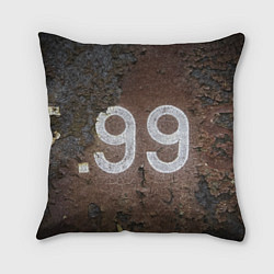 Подушка квадратная Номер 99 на ржавом металле, цвет: 3D-принт