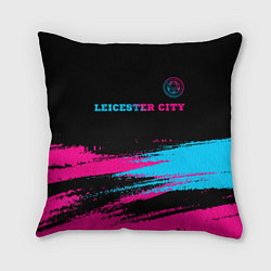 Подушка квадратная Leicester City - neon gradient: символ сверху, цвет: 3D-принт