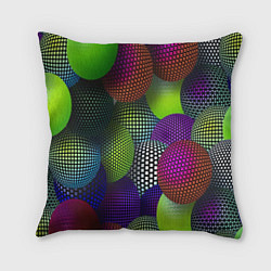 Подушка квадратная Трехмерные разноцветные шары, цвет: 3D-принт