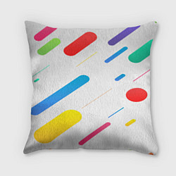 Подушка квадратная Разноцветные круги и полосы, цвет: 3D-принт