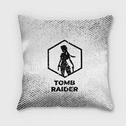 Подушка квадратная Tomb Raider с потертостями на светлом фоне, цвет: 3D-принт