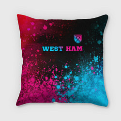 Подушка квадратная West Ham - neon gradient: символ сверху, цвет: 3D-принт