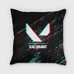 Подушка квадратная Valorant в стиле glitch и баги графики на темном ф, цвет: 3D-принт
