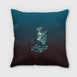 Подушка квадратная Девушка в образе санта муэрте с макияжем сахарный, цвет: 3D-принт