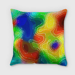 Подушка квадратная Разноцветная абстрактная композиция, цвет: 3D-принт